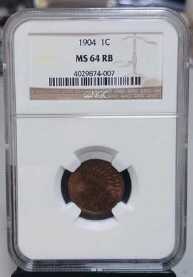 1904  INDIAN CENT  NGC  MS64RB - Image 1 of 4