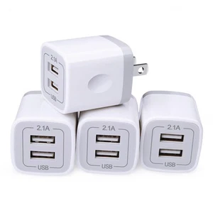 USB Wall Charger, Cube Charger 2 Port Charging Box 4Pack 2.1A/5V Home Travel ... - Picture 1 of 6