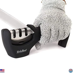 4-in-1 Knife Sharpener & Cut-Resistant Glove Set for Kitchen Blades - Picture 1 of 7