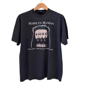 Marilyn Manson Vintage 90s Believe Tour Black XL Giant Single Stitch Reprint - Picture 1 of 7