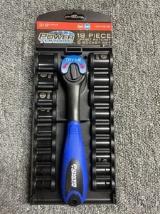 Power Torque SAE & Metric 19 PC Offset Ratchet & Socket Set GM4246 NEW - Picture 1 of 5