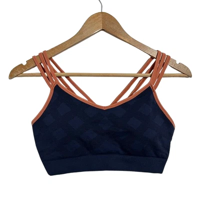 Smartwool Merino Wool Seamless Sports Bra Women's M Blue Pink Straps Lightweight - Image 1 of 4