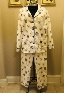 PJ Salvage Schlafanzug Hunde Flanell 100% Baumwolle Beige Med - Bild 1 von 14