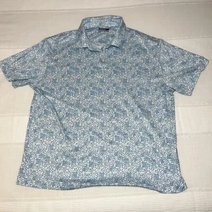 Ben Hogan Performance Polo Golf Shirt blau und türkis Blumenmuster 2XL - Bild 1 von 5