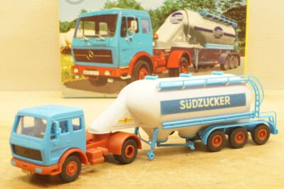 Ho 1:87 Kibri 10030 MB Trattore Con Carro Silos " Südzucker " Modello Finito - Immagine 1 di 4