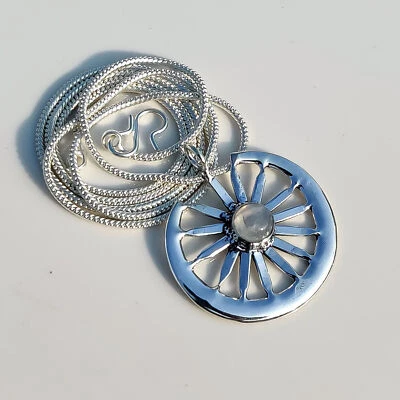 Ciondolo sole e luna in argento sterling 925 pietra di luna arcobaleno... - Immagine 1 di 4