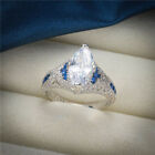 Fashion Women 925 Silver Filled Cubic Zircon Ring Wedding Band Ring Sz 6-10
