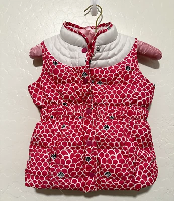 Chaleco acolchado Lily Pulitzer niñas rosa conchas talla 7 primavera San Valentín boho Barbie Foto 1 de 4