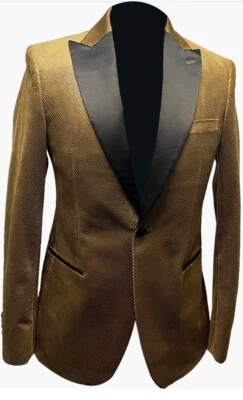 NEW IKE BEHAR EVENING GOLD VELVET PEAK COLLAR SZ 42 Regular MSRP $325 - Image 1 of 4