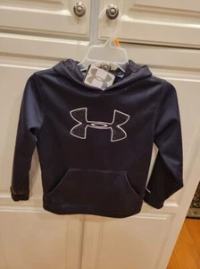 NEW Boys UNDER ARMOUR COLDGEAR STORM Hoodie Black w/ Big UA Logo YSmall - Picture 1 of 3