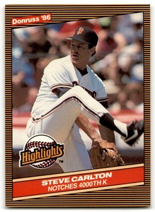 1986 DONRUSS HIGHLIGHTS STEVE CARLTON SAN FRANCISCO GIANTS #35