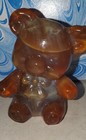 Vintage Boyd Crystal Art Glass Brown/Marbel Fuzzy Bear One Line 1980S 83-88