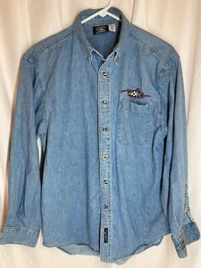 Camisa de mezclilla Chambray Smoke de Tony Stewart #20 para hombre talla mediana - Imagen 1 de 6