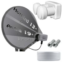 SAT-Anlage ANTHRAZIT 80cm für Astra-Hotbird DIGITAL Satanlage Full HD+ 3D 4K UHD