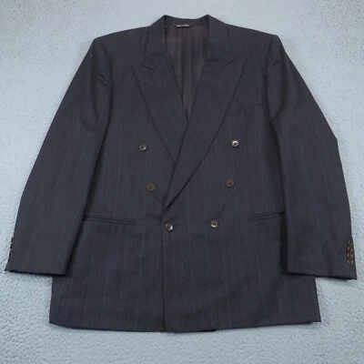 Chaqueta Blazer Abrigo Canali Milano 44R Carbón Doble Pecho Lana Rayas Hombres Foto 1 de 4