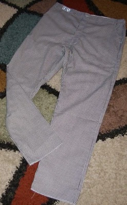 Men Chef Pant Hoondstooth Black White Zipper Fly 4 Pocket Sz L to 2X (38 to 44)  - Image 1 of 4