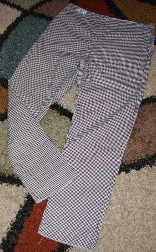 Men Chef Pant Hoondstooth Black White Zipper Fly 4 Pocket Sz L to 2X (38 to 44)  - Image 1 of 4