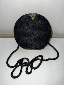 Vintage Women Lancome Magie Noire Black Hard Case Evening Bag~Purse~Beaded Clasp - Picture 1 of 4