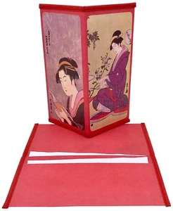 SET of 2 Japanese Rice Paper Wallet Two-Fold Geisha Book Bonsai Made in Japan - Picture 1 of 1