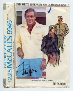 McCalls 5945 Mens John Weitz Zip Front Jacket Chest 48 Uncut Sewing Pattern - Picture 1 of 3