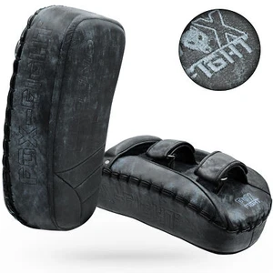 FOX-FIGHT Paire Noir Legend Chocs Amorti Schlagpratzen Patte Cuir - Photo 1/6
