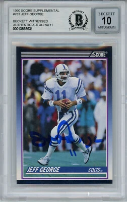 Jeff George Signed 1990 Score Supplemental #78T Rookie Card BAS 10 Slab 35041 - Image 1 of 2