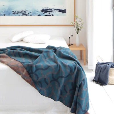 ELLE Decoration Wohndecke Rings blau 150 x 200 cm aus Baumwollmischung - Bild 1 von 4