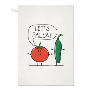 Let's Salsa Chilli Peppers Tea Towel Dish Cloth Spicy Food Hot Dancing Funny - Picture 1 of 1