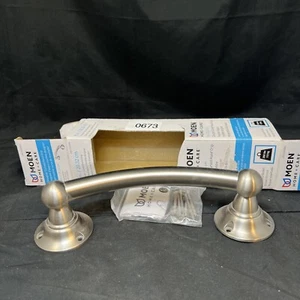 Moen Brushed Nickel 8"  Designed Curved Hand Grip Open Box - Picture 1 of 4
