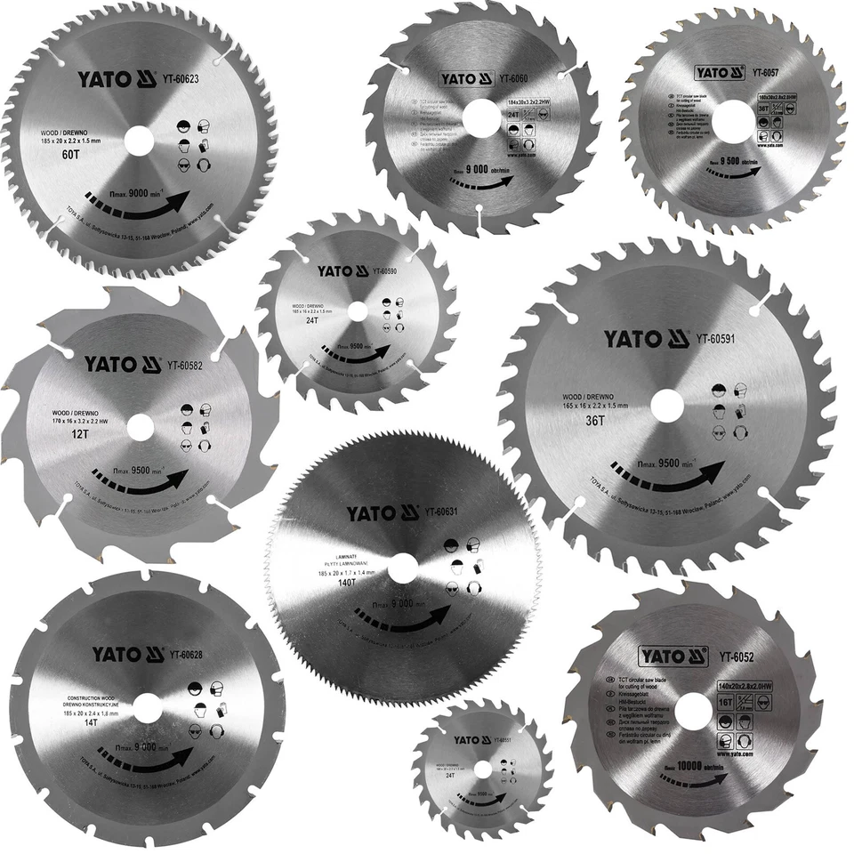 YATO Kreissägeblatt Handkreissäge HM-Sägeblatt Holz PVC Alu Metall 125 - 500 mm - Bild 1 von 1