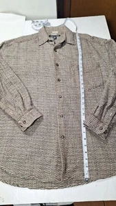 VINTAGE 90s Structure Tweed Shirt XL Tweed Denim Collar Medium USA - Picture 1 of 1