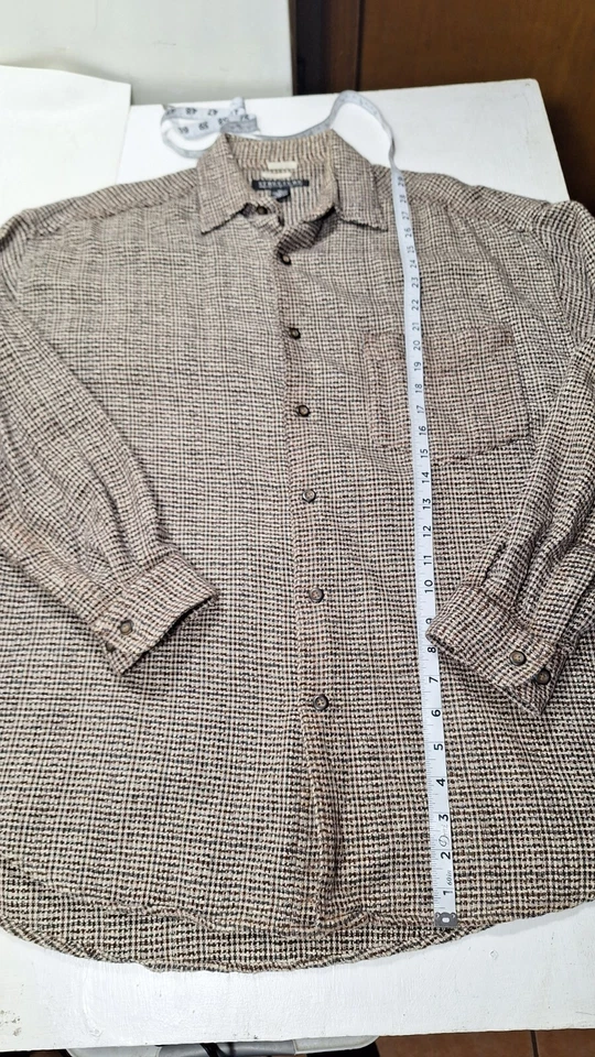VINTAGE 90s Structure Tweed Shirt XL  Tweed Denim Collar Medium USA - Image 1 of 1