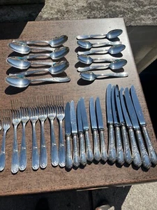 Vtg Christofle Silver Plate Cutlery Marly Set 6 Dinner Side Knives Forks Spoons - Picture 1 of 19