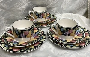 Vintage Sango "Fanciful Fruits" 3968 Set of 5 sets of tea cup, saucer, dessert - Picture 1 of 17