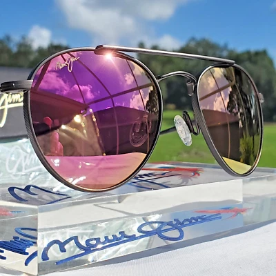 **NUEVO** ¡Lentes Maui Jim "PISCIS" 548N-14 Gris Pizarra TITANIO Marco/Maui Sunrise! Foto 1 de 4