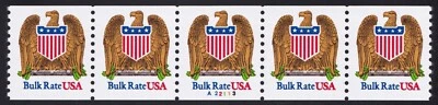 2602 (10¢) "Eagle & Shield" PNC Strip of 5 Plate # A22113 Unused NH - Image 1 of 2