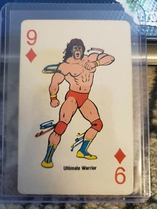 1988 ULTIMATE WARRIOR 🔥WWF 9 OF Diamonds PLAYING CARD. Very Rare Item!! WWE - Picture 1 of 2