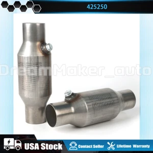2Pcs 2.5" Universal High Flow Performance Catalytic Converter Stainless Weld-on - Picture 1 of 6