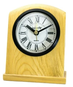INFINITY : HANDMADE WOOD CASE ELEGANT STYLE TABLE ALARM CLOCK, BLACK HANDS  - Picture 1 of 4