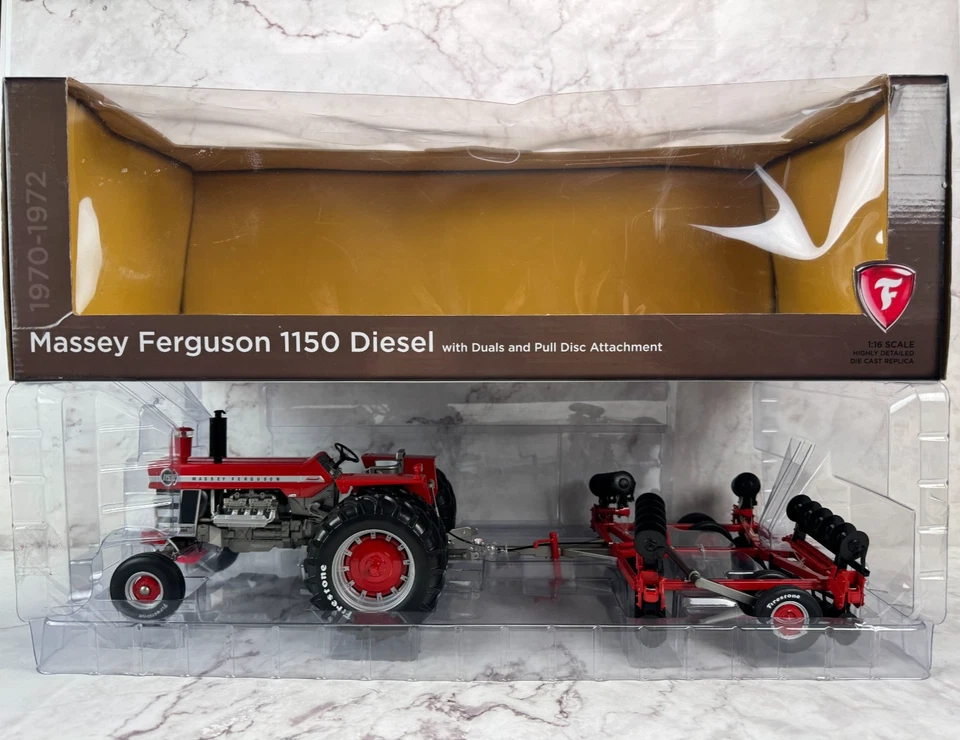 Massey Ferguson 1150 Diesel Tractor with Duals & Pull Disc Attachment 1:16 Scale - Image 1 of 4