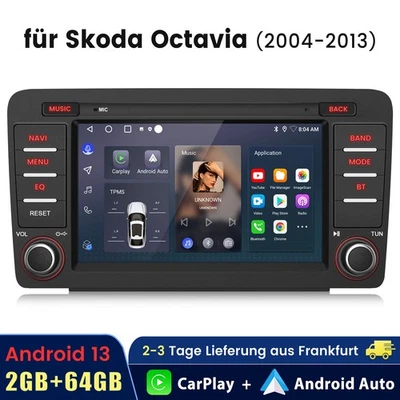 Für SKoda Octavia II MK2 2004-2013 8"Carplay Android13 Autoradio GPS NAVI 2+64GB - Bild 1 von 4
