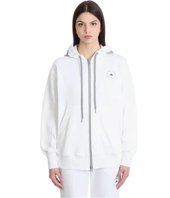 Adidas Womens Stella McCartney Full Zip Hoodie Sweatshirt, white, M - Image 1 of 2