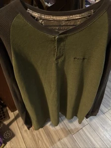 Realtree Unisex LS Two-Toned Green Long Thermal Shirt Size XL 46/48 Hunting Wear - Picture 1 of 9