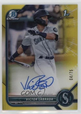 2022 Bowman Chrome Prospect Yellow Refractor /75 Victor Labrada #CPA-VL Auto - Image 1 of 2