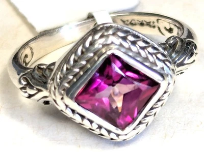 HERMOSO ANILLO SARDA FELICIDAD RADIANTE ROSA PURO MÍSTICO PLATA ESTERLINA Foto 1 de 4