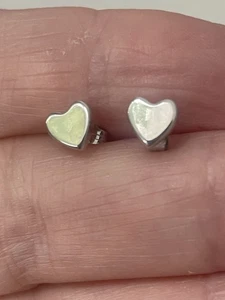 Sterling Silver Heart Stud Earrings - Picture 1 of 8