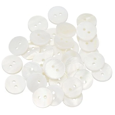 35件装天然贝壳纽扣,2孔12.5毫米圆形珍珠母纽扣,白色 — 第 1/4 张图片