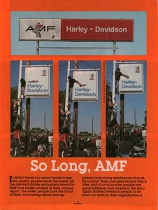 1981 PRINT AD - HARLEY DAVIDSON AD - SO LONG, AMF - TAKING AMF OFF HARLEY SIGNS - Bild 1 von 1