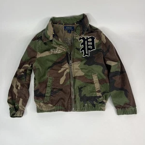 Boys Polo Ralph Lauren Cotton Camouflage Jacket Green Size 4 Kids Class 67 - Picture 1 of 8