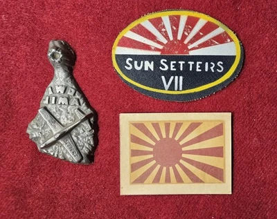 7th Fighter Lot P51 Trench Art Iwo Jima Sun Setters patch Japanese victory decal - Image 1 of 4